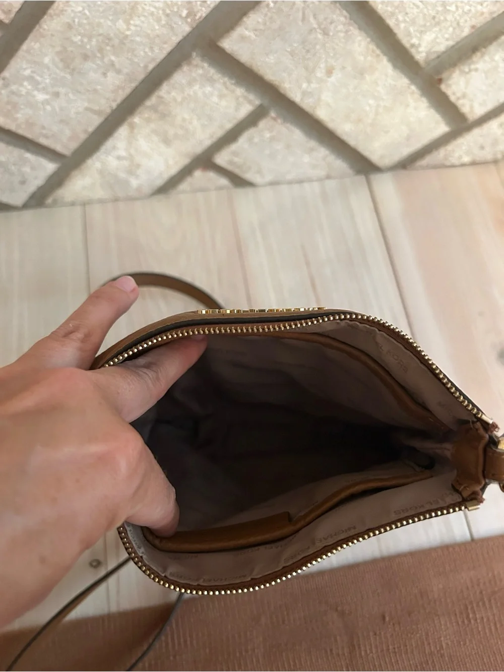 Michael Kors Cognac Pebbled Leather Crossbody